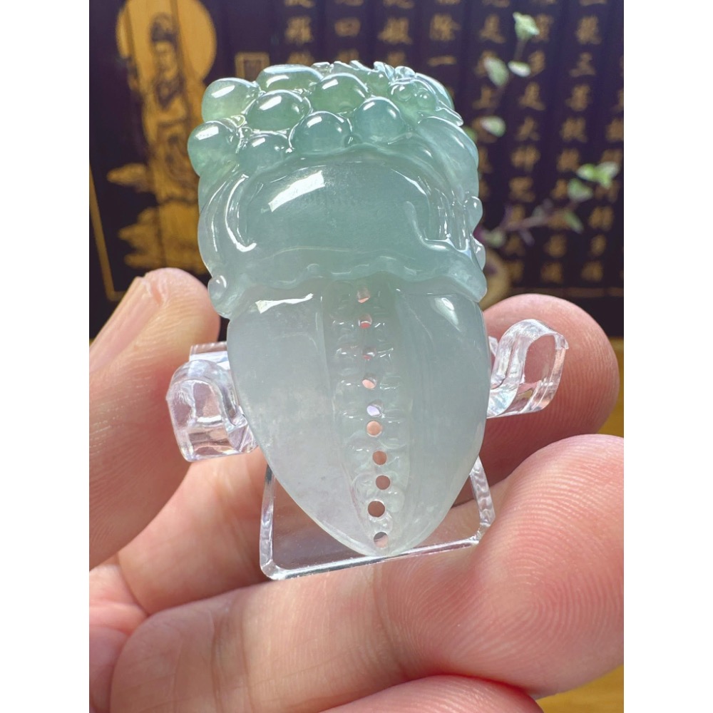 天然翡翠A貨-福在眼前成果豐碩獨佔鰲頭 商品編號060707-細節圖4