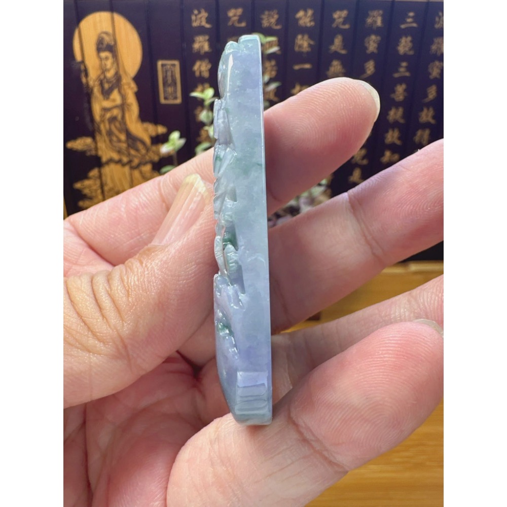 天然翡翠A貨-招財悟道山水掛件 商品編號060610-細節圖6