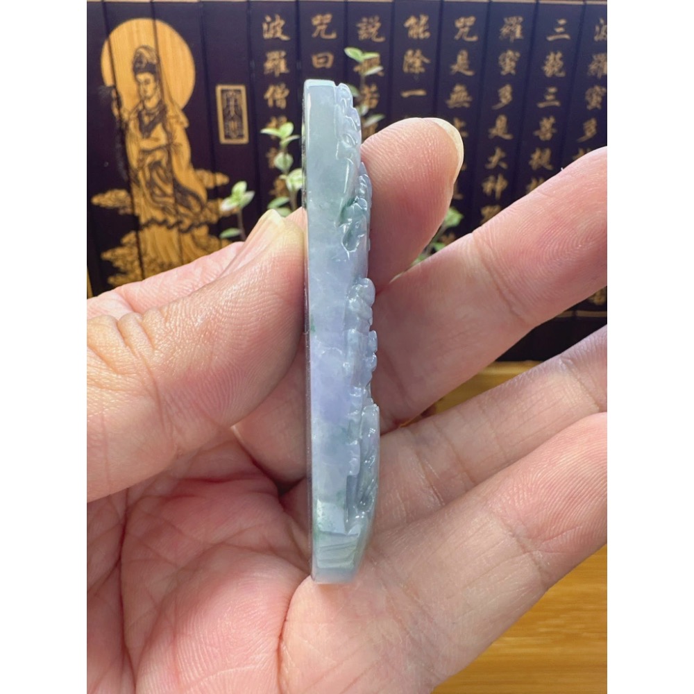 天然翡翠A貨-招財悟道山水掛件 商品編號060610-細節圖7