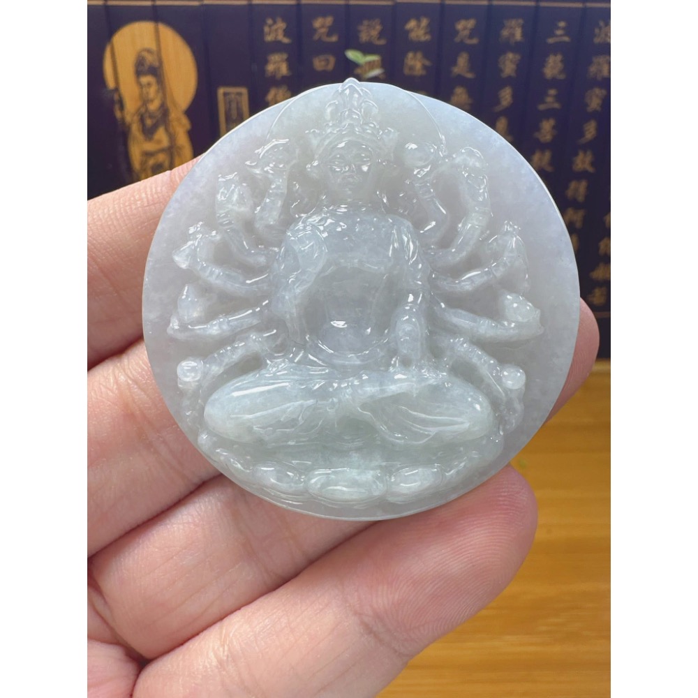 天然翡翠A貨-八大守護神-千手觀音玉牌 商品編號060109-細節圖2
