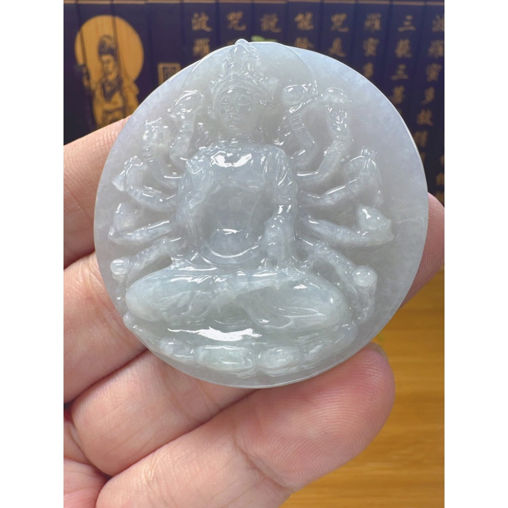 天然翡翠A貨-八大守護神-千手觀音玉牌 商品編號060109-細節圖3