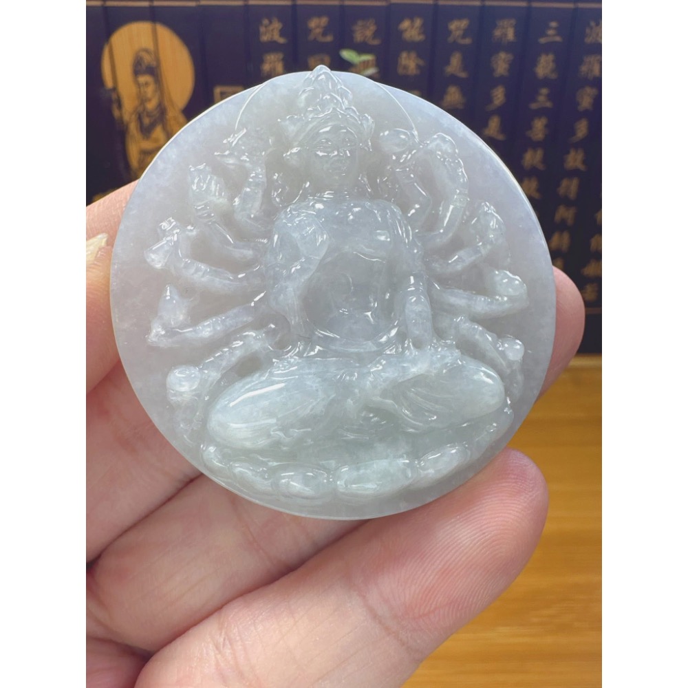 天然翡翠A貨-八大守護神-千手觀音玉牌 商品編號060109-細節圖4