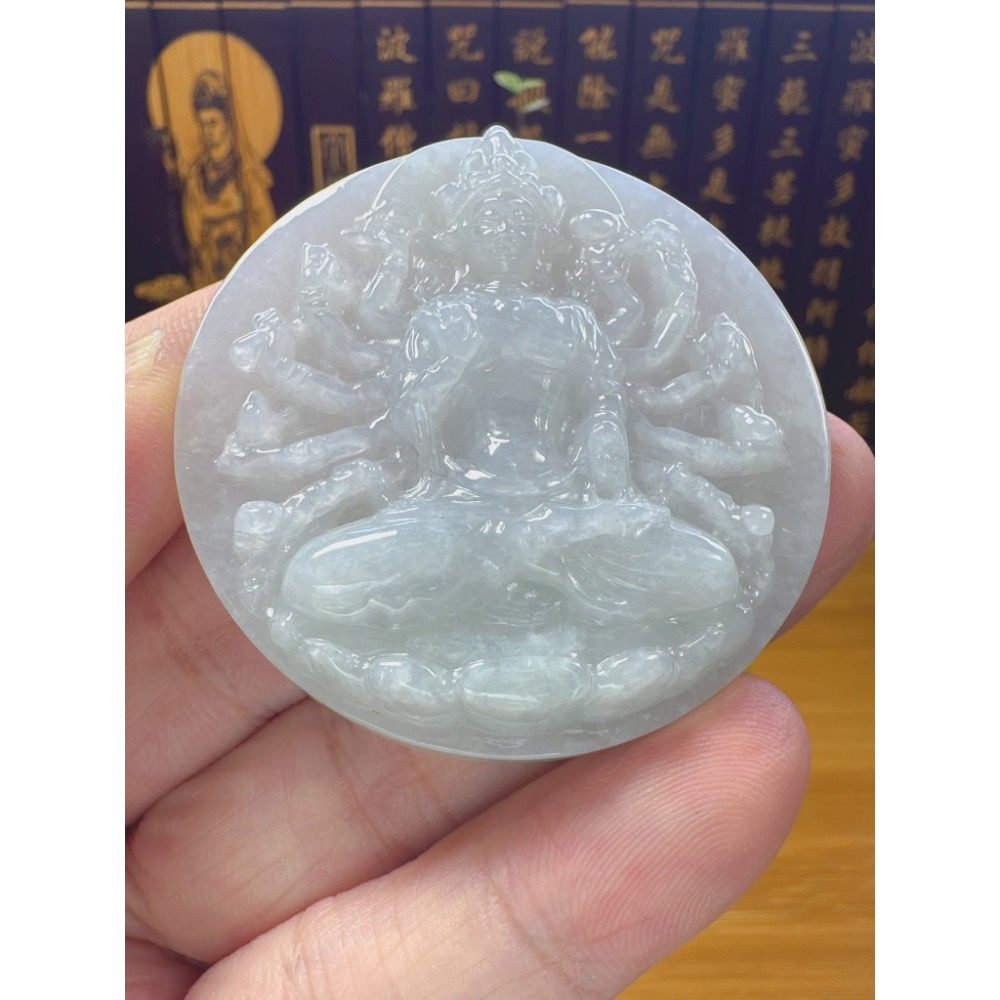 天然翡翠A貨-八大守護神-千手觀音玉牌 商品編號060109-細節圖5