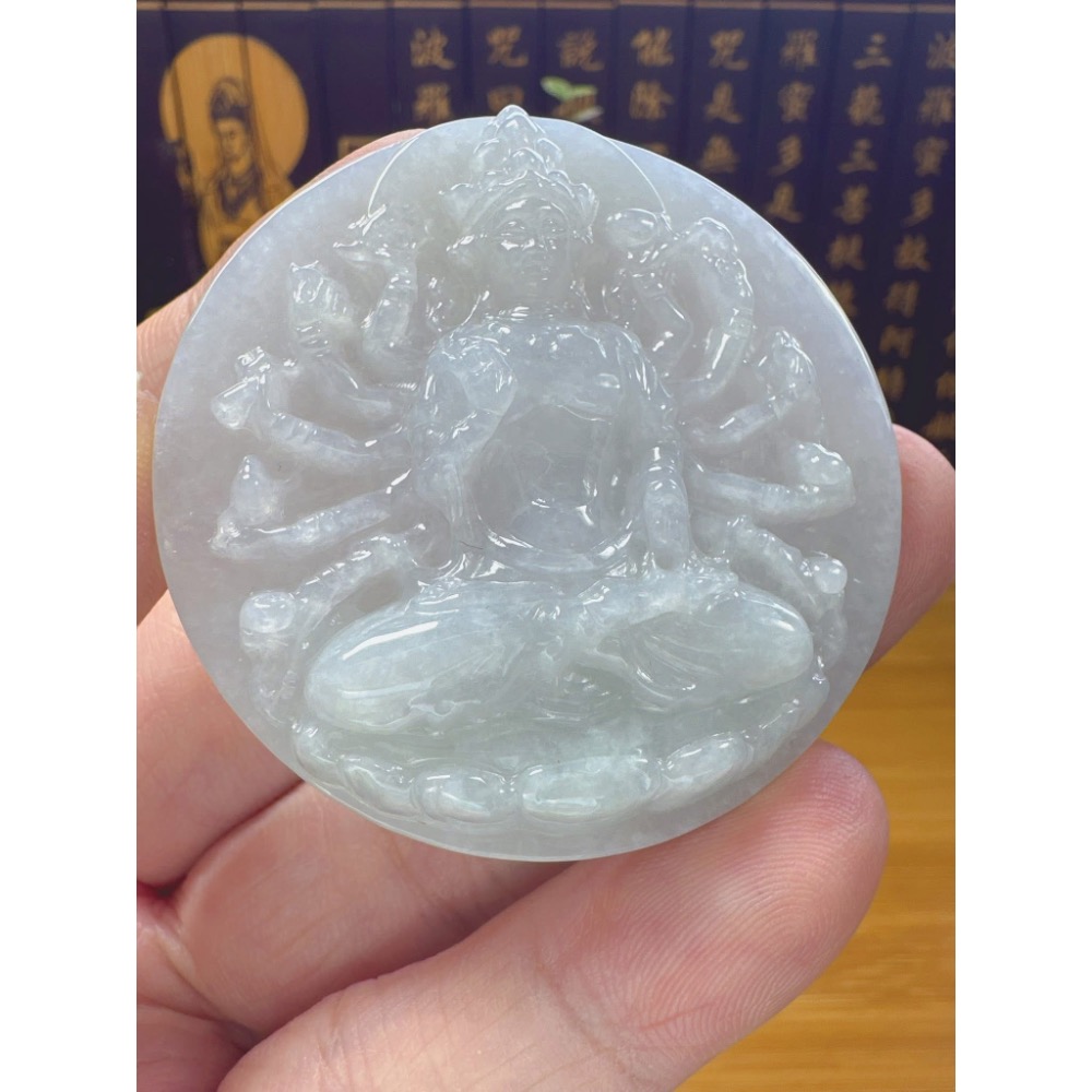 天然翡翠A貨-八大守護神-千手觀音玉牌 商品編號060109-細節圖7