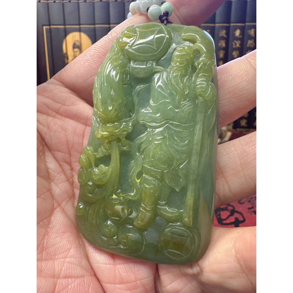 天然翡翠A貨-乘龍關聖帝君 商品編號051504-細節圖2