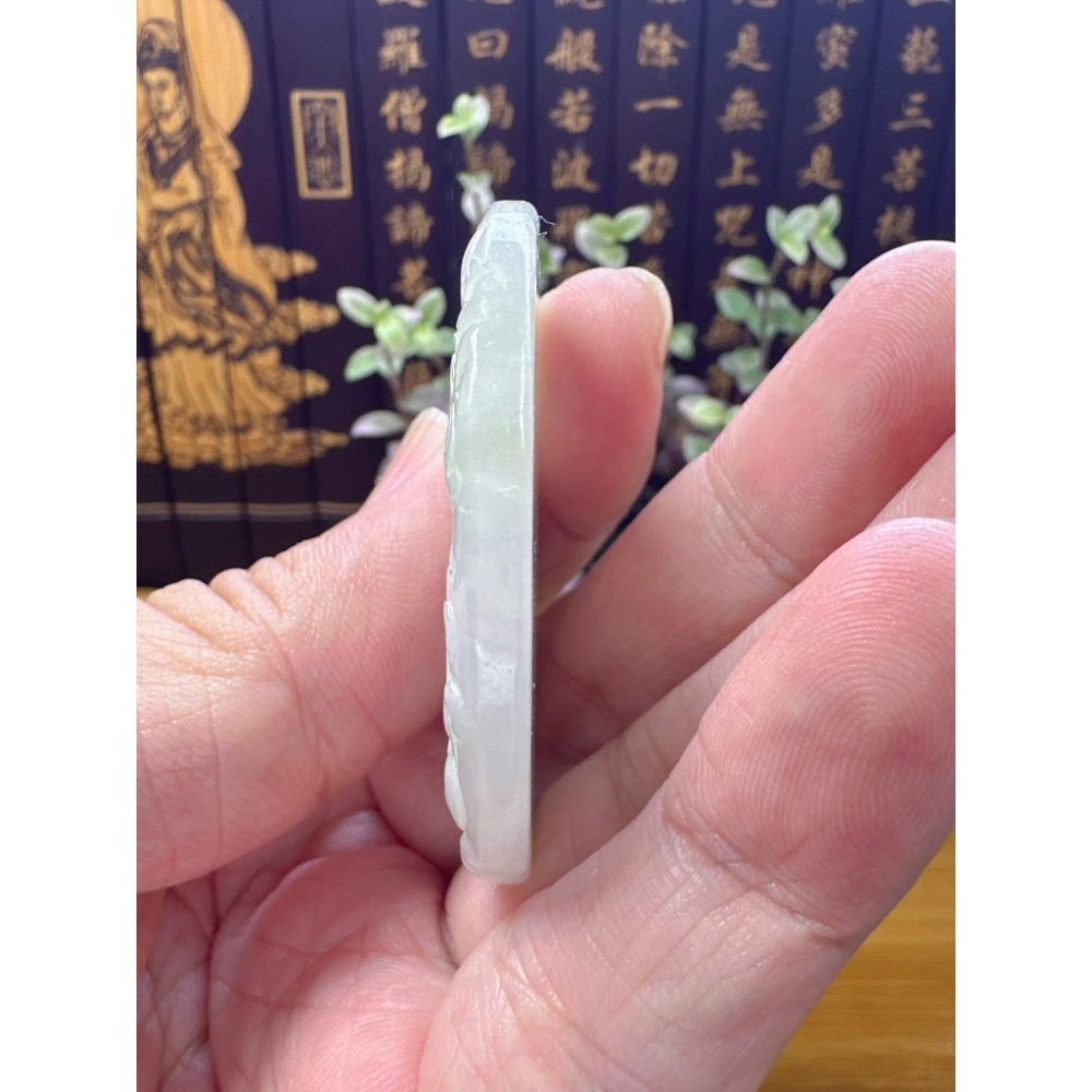 天然翡翠A貨-八大守護神-普賢菩薩鐲心玉牌 商品編號053006-細節圖8