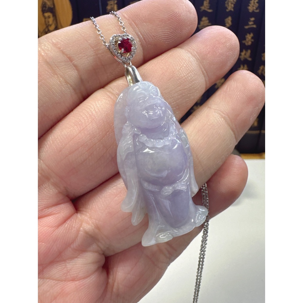 天然翡翠A貨-歡喜財神彌勒佛造型掛件 商品編號062001-細節圖2