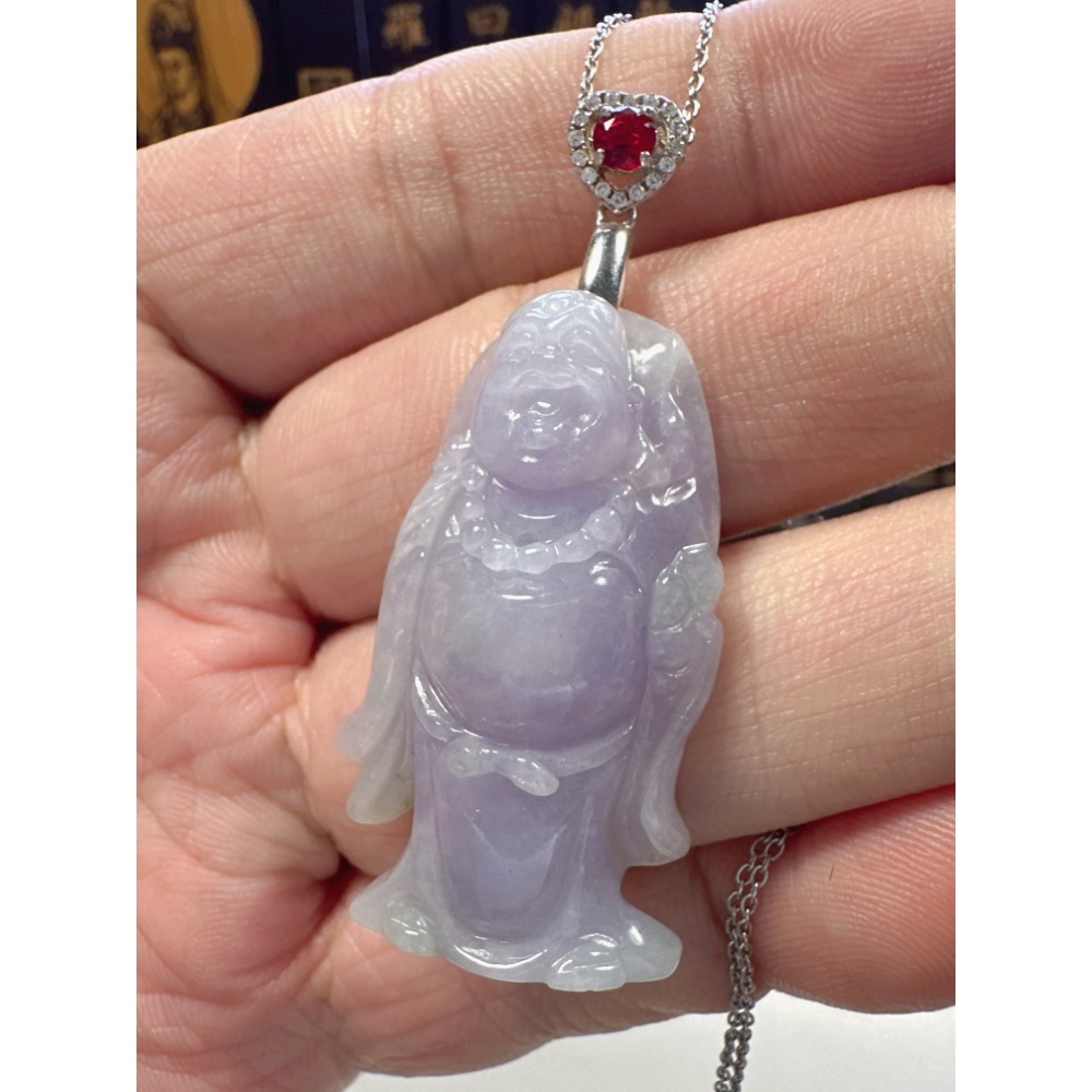 天然翡翠A貨-歡喜財神彌勒佛造型掛件 商品編號062001-細節圖3