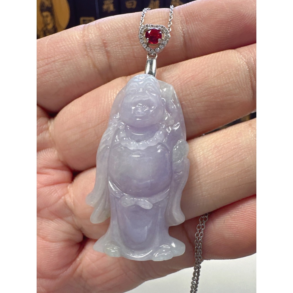 天然翡翠A貨-歡喜財神彌勒佛造型掛件 商品編號062001-細節圖4