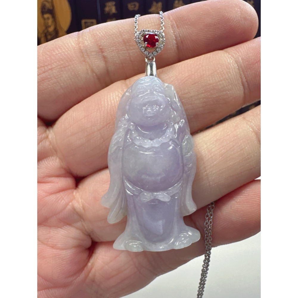 天然翡翠A貨-歡喜財神彌勒佛造型掛件 商品編號062001-細節圖5