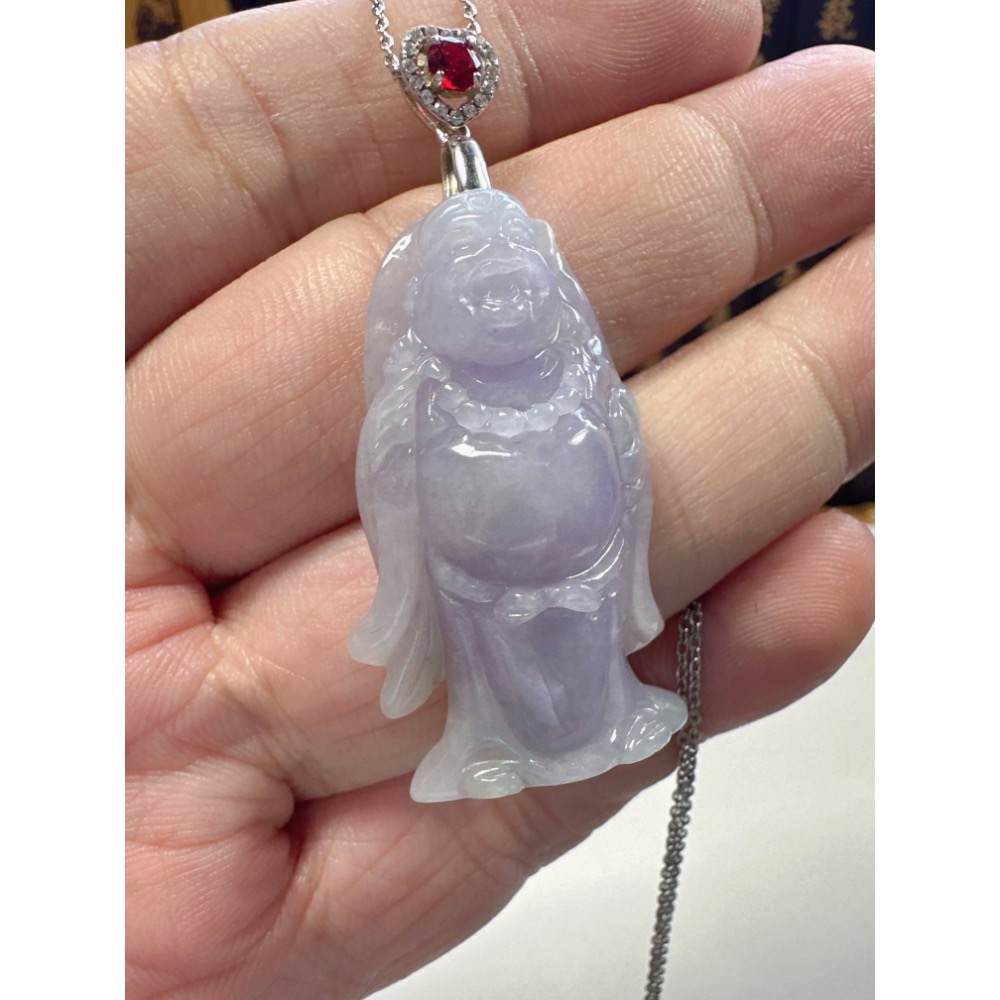 天然翡翠A貨-歡喜財神彌勒佛造型掛件 商品編號062001-細節圖6
