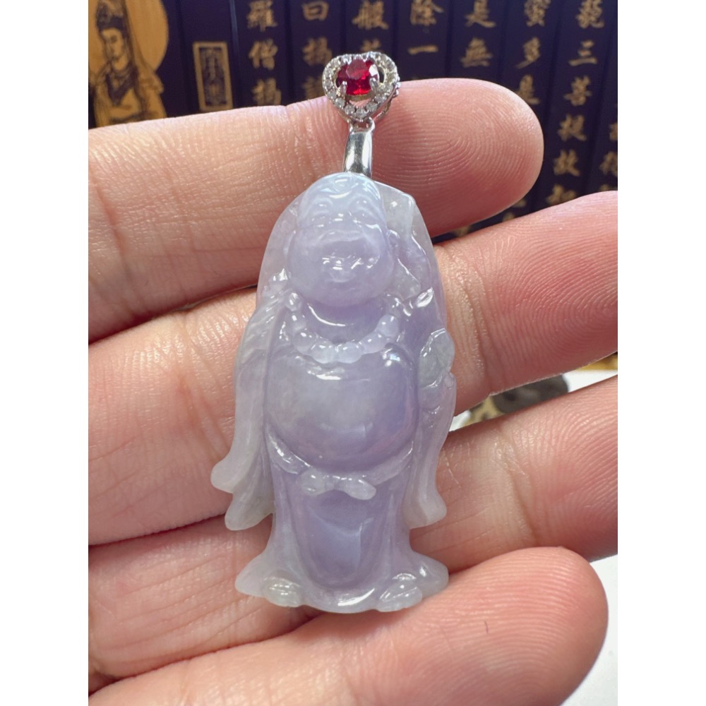 天然翡翠A貨-歡喜財神彌勒佛造型掛件 商品編號062001-細節圖7
