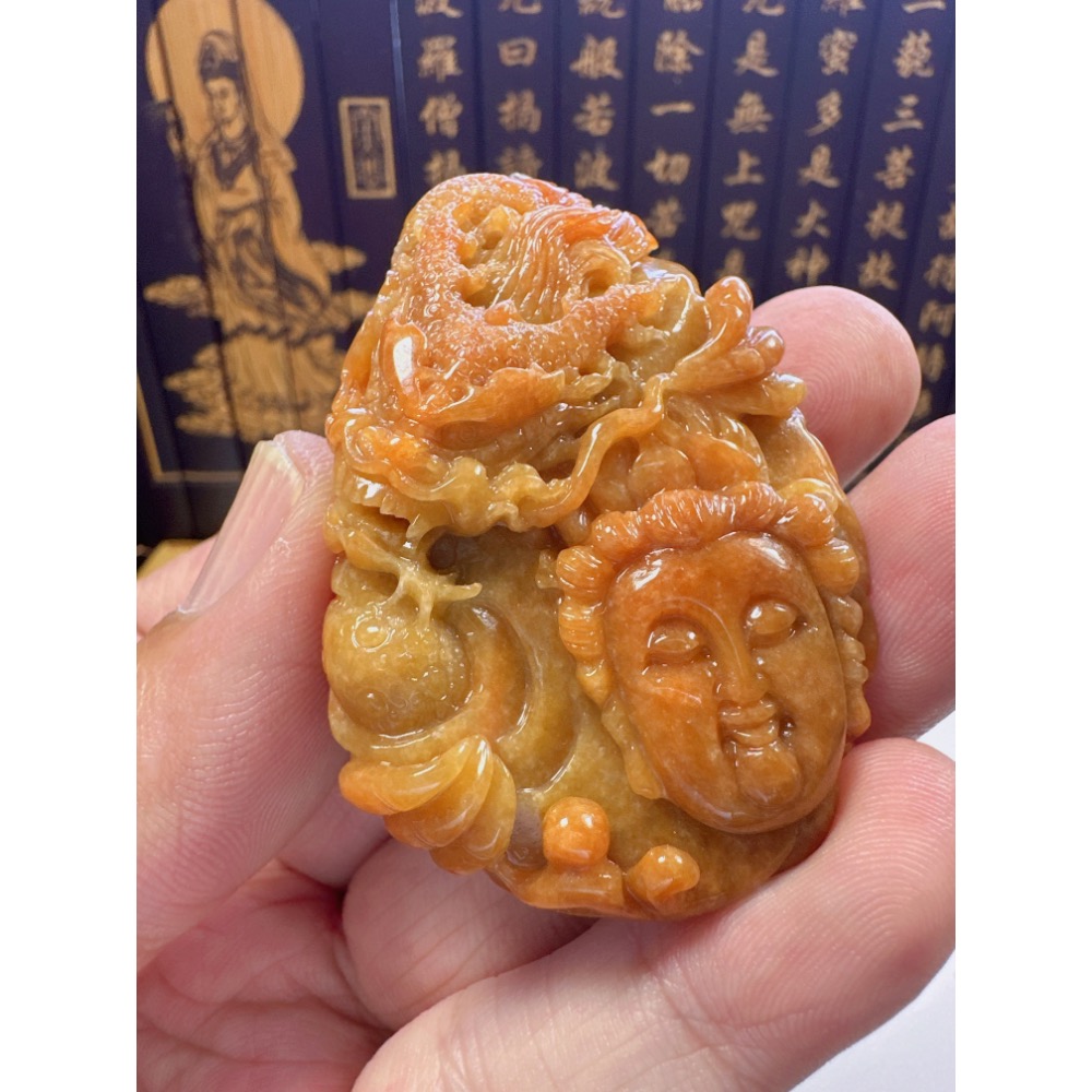 天然翡翠A貨-乘龍觀音掛件 商品編號：062007-細節圖3