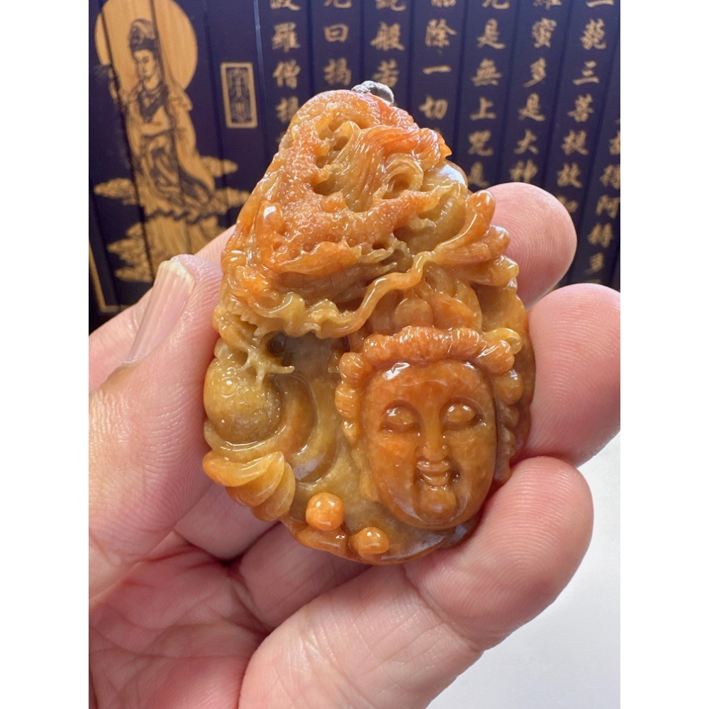 天然翡翠A貨-乘龍觀音掛件 商品編號：062007-細節圖5
