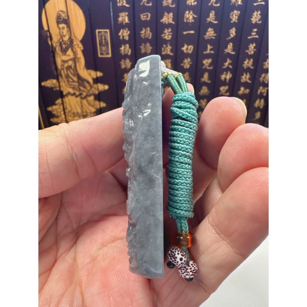 天然翡翠A貨-黑白無常烏雞種厚庄掛件  商品編號：062008-細節圖8