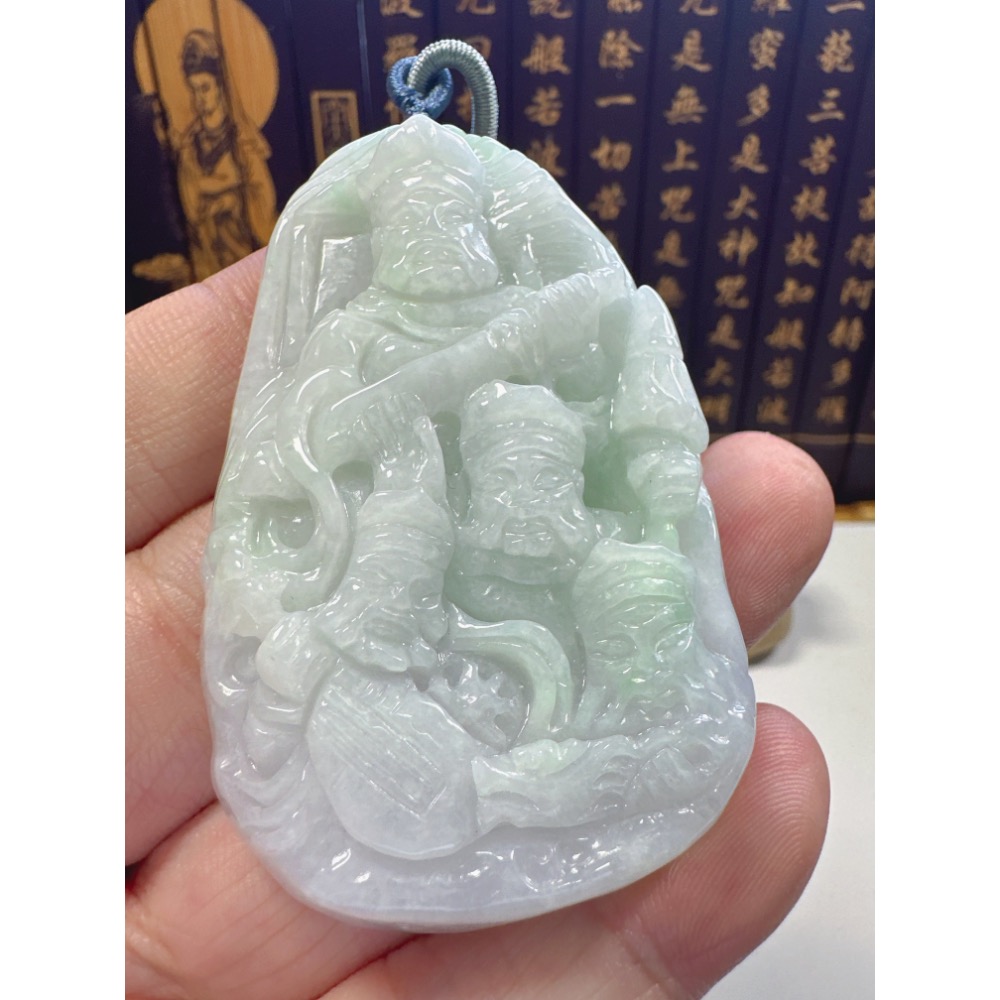 天然翡翠A貨-四大天王春彩厚庄掛件  商品編號：062009-細節圖3