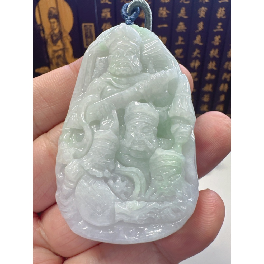 天然翡翠A貨-四大天王春彩厚庄掛件  商品編號：062009-細節圖4