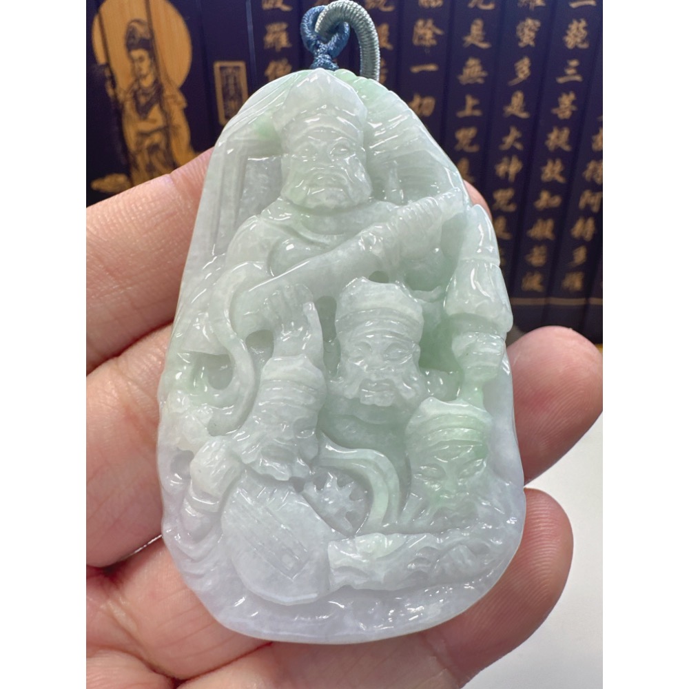 天然翡翠A貨-四大天王春彩厚庄掛件  商品編號：062009-細節圖5