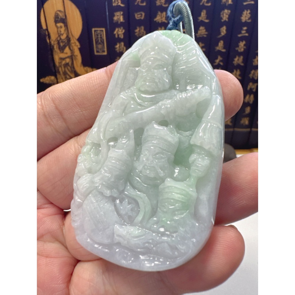 天然翡翠A貨-四大天王春彩厚庄掛件  商品編號：062009-細節圖6