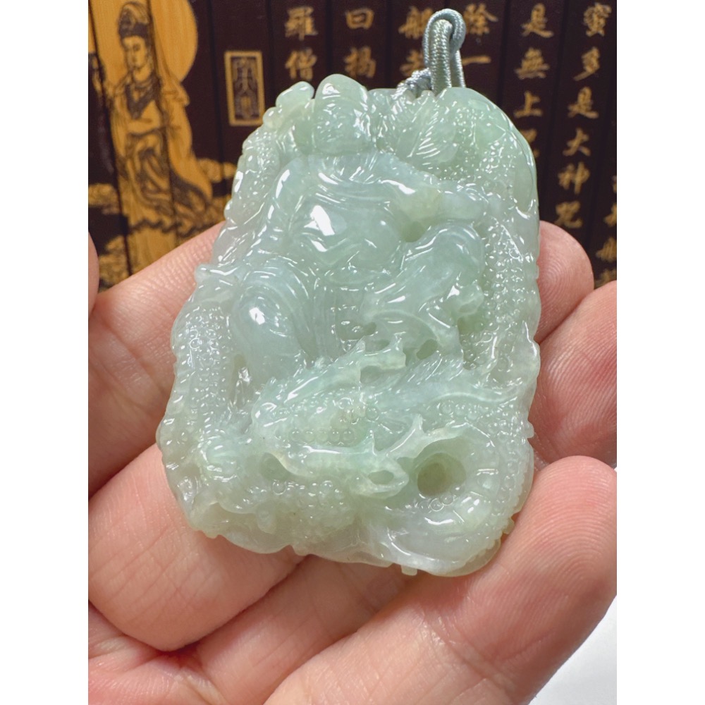 天然翡翠A貨-乘龍濟公活佛  商品編號062103-細節圖5