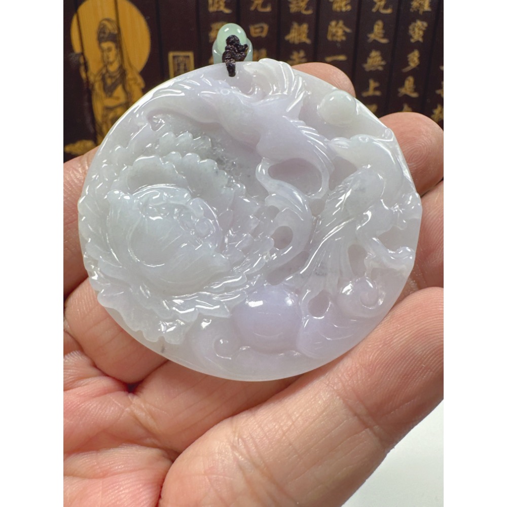 天然翡翠A貨-雙喜臨門榮華富貴圓滿掛件  商品編號：062107-細節圖2