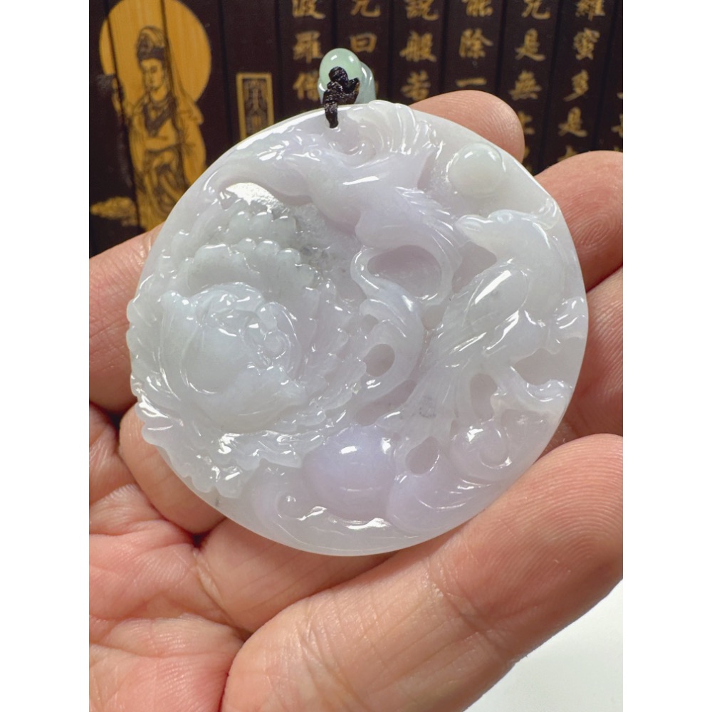 天然翡翠A貨-雙喜臨門榮華富貴圓滿掛件  商品編號：062107-細節圖3