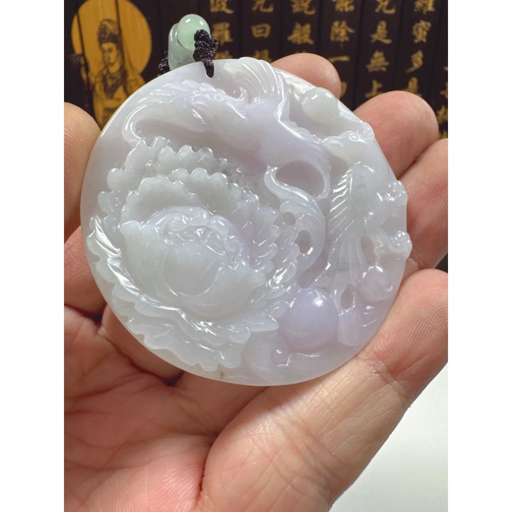 天然翡翠A貨-雙喜臨門榮華富貴圓滿掛件  商品編號：062107-細節圖4