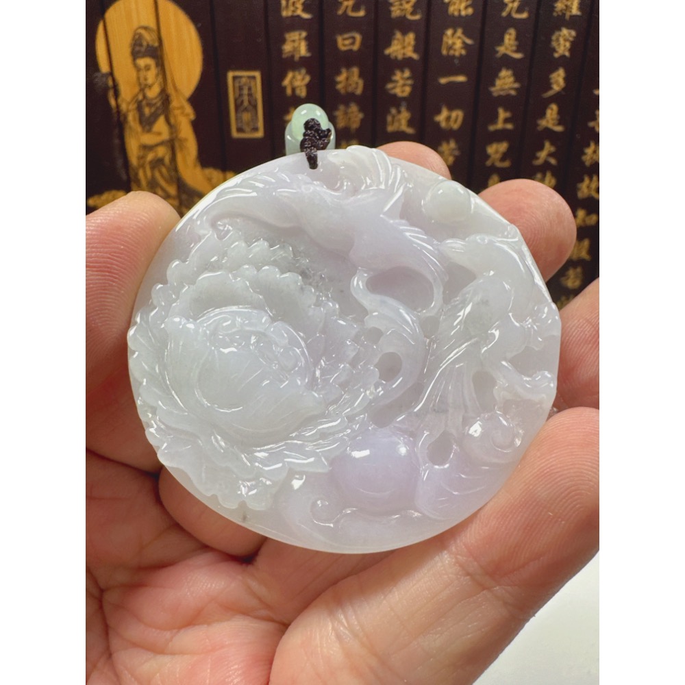 天然翡翠A貨-雙喜臨門榮華富貴圓滿掛件  商品編號：062107-細節圖7