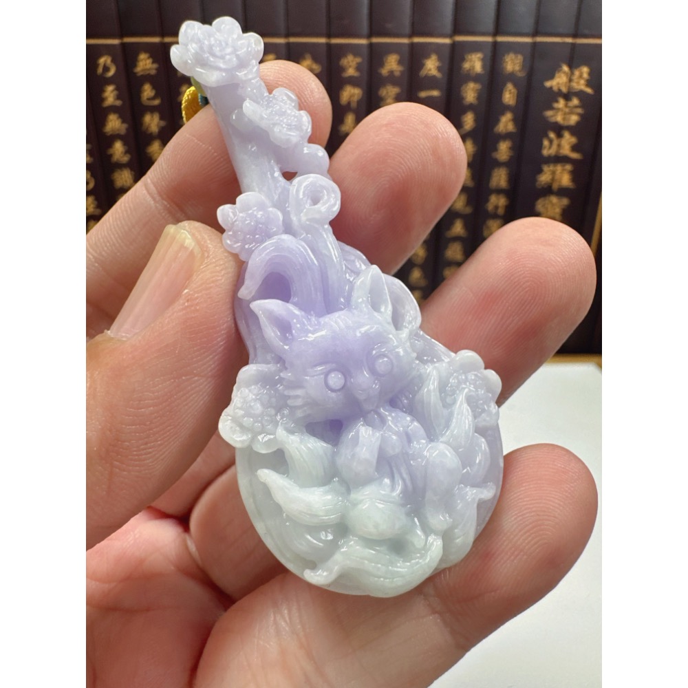 天然翡翠A貨-猶抱琵琶桃花開魅力無限九尾狐仙 商品編號062306-細節圖3