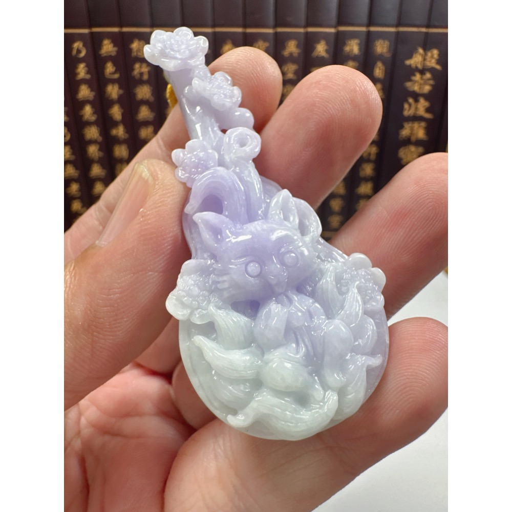 天然翡翠A貨-猶抱琵琶桃花開魅力無限九尾狐仙 商品編號062306-細節圖6