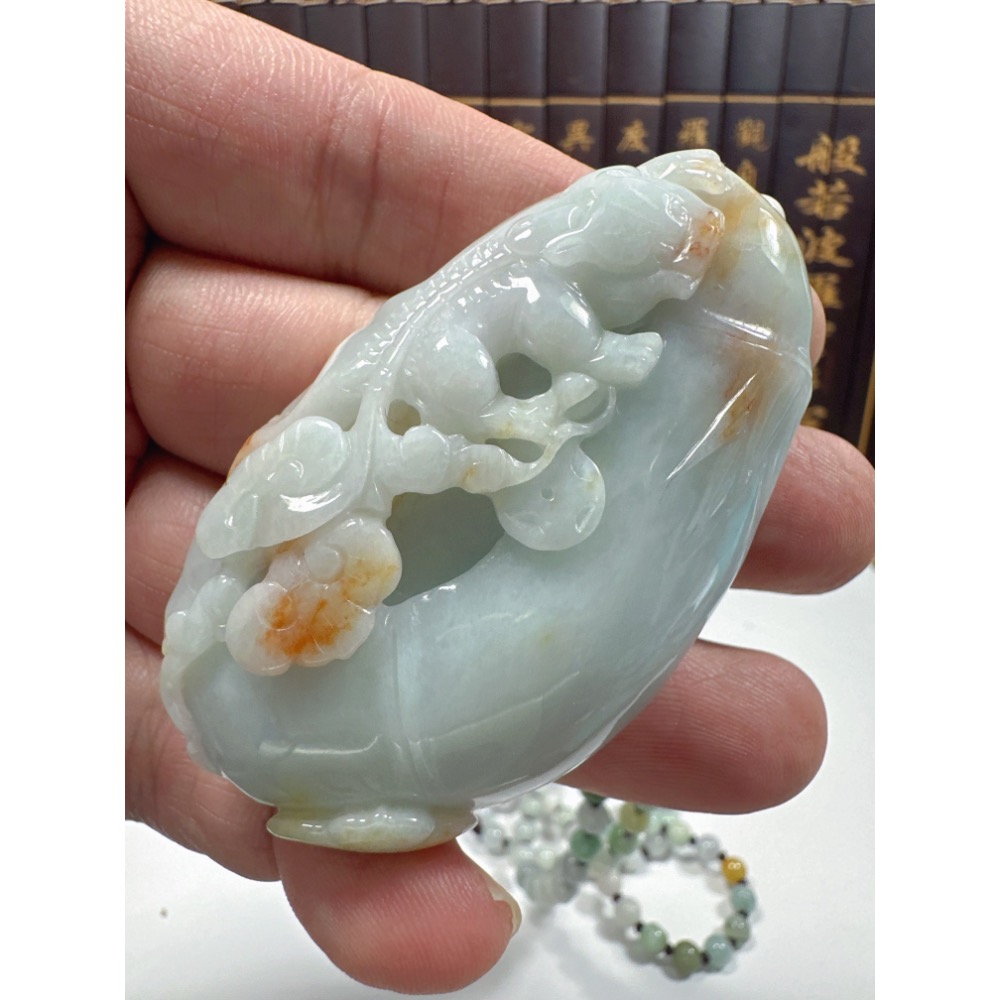 天然翡翠A貨-招財貔貅節節高升發財如意立體掛件 商品編號：062405-細節圖3