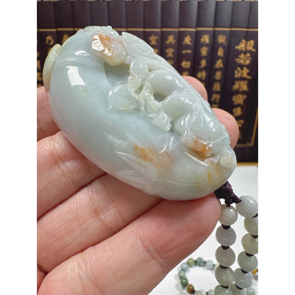 天然翡翠A貨-招財貔貅節節高升發財如意立體掛件 商品編號：062405-細節圖4