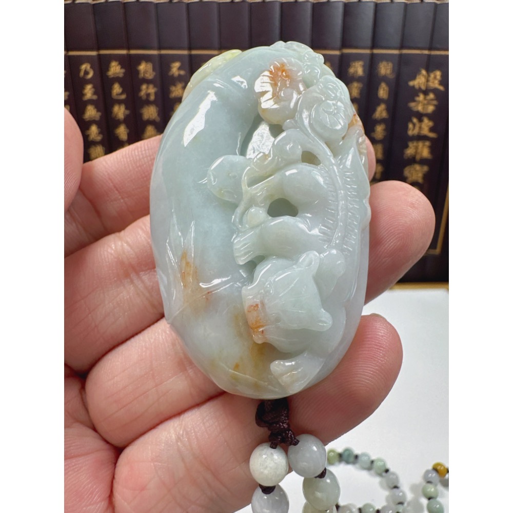 天然翡翠A貨-招財貔貅節節高升發財如意立體掛件 商品編號：062405-細節圖5