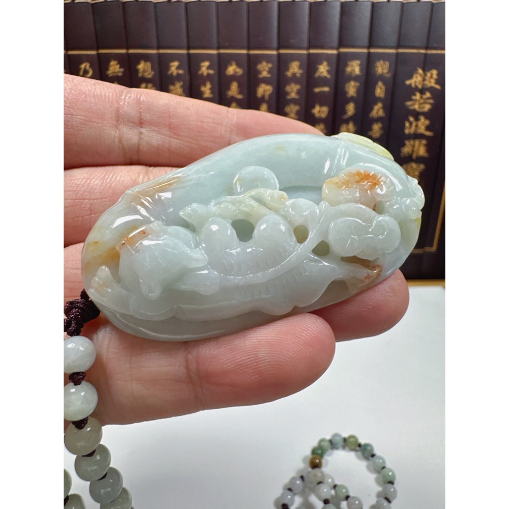 天然翡翠A貨-招財貔貅節節高升發財如意立體掛件 商品編號：062405-細節圖6