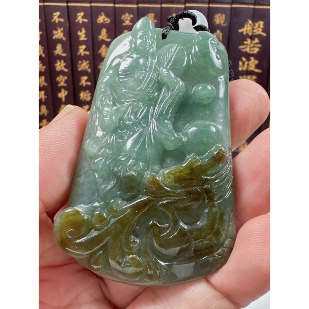 天然翡翠A貨-乘龍濟公活佛立體厚庄掛件 商品編號062703-細節圖5