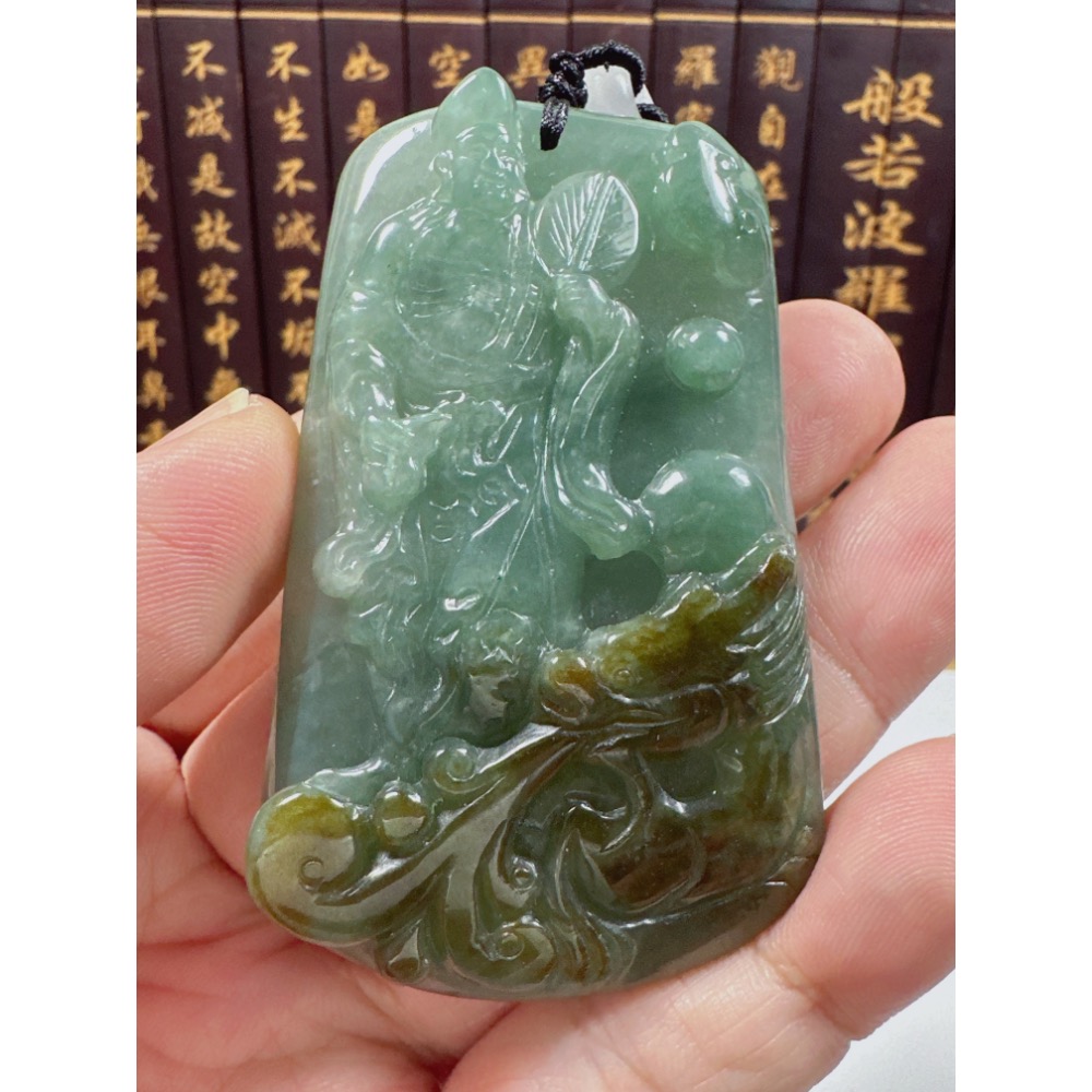 天然翡翠A貨-乘龍濟公活佛立體厚庄掛件 商品編號062703-細節圖6