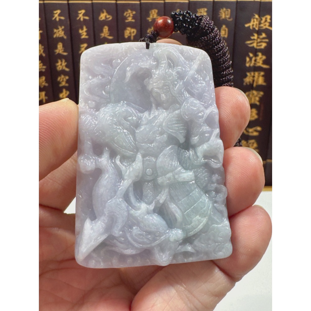 天然翡翠A貨-常勝將軍趙雲玉牌掛件 商品編號062810-細節圖6