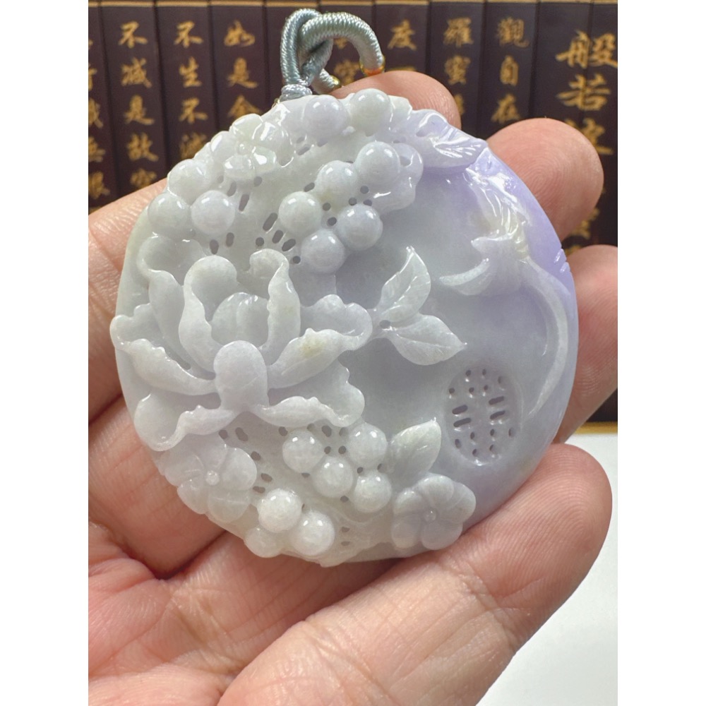 天然翡翠A貨-喜鵲報喜榮華富貴鐲心料掛件 商品編號062804-細節圖2