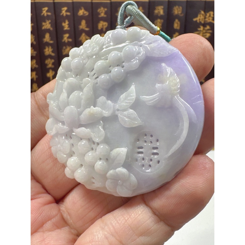 天然翡翠A貨-喜鵲報喜榮華富貴鐲心料掛件 商品編號062804-細節圖3