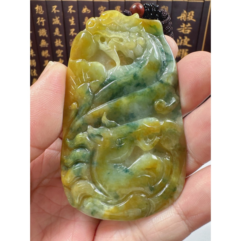 天然翡翠A貨-龍馬精神玉牌掛件  商品編號062902-細節圖3