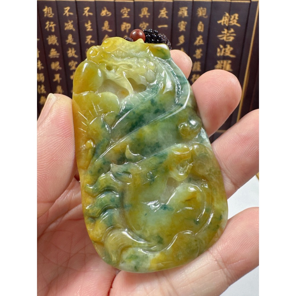 天然翡翠A貨-龍馬精神玉牌掛件  商品編號062902-細節圖4