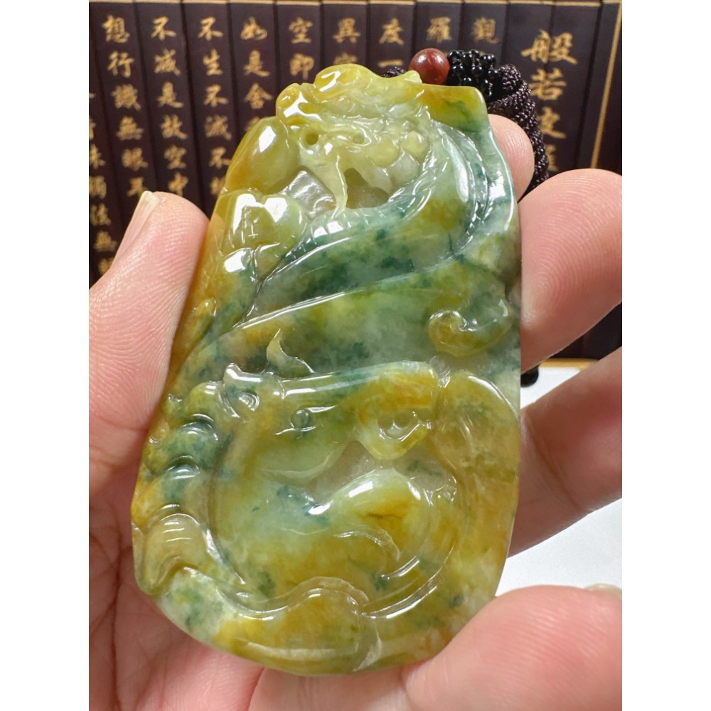 天然翡翠A貨-龍馬精神玉牌掛件  商品編號062902-細節圖5