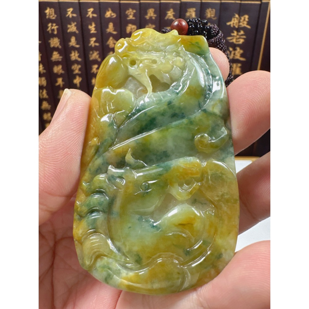天然翡翠A貨-龍馬精神玉牌掛件  商品編號062902-細節圖6