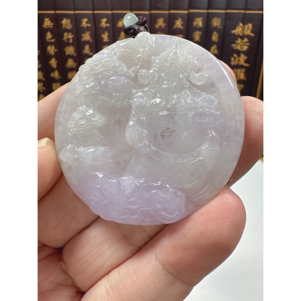 天然翡翠A貨-招財山水迎財神鐲心料掛件 商品編號063005-細節圖2