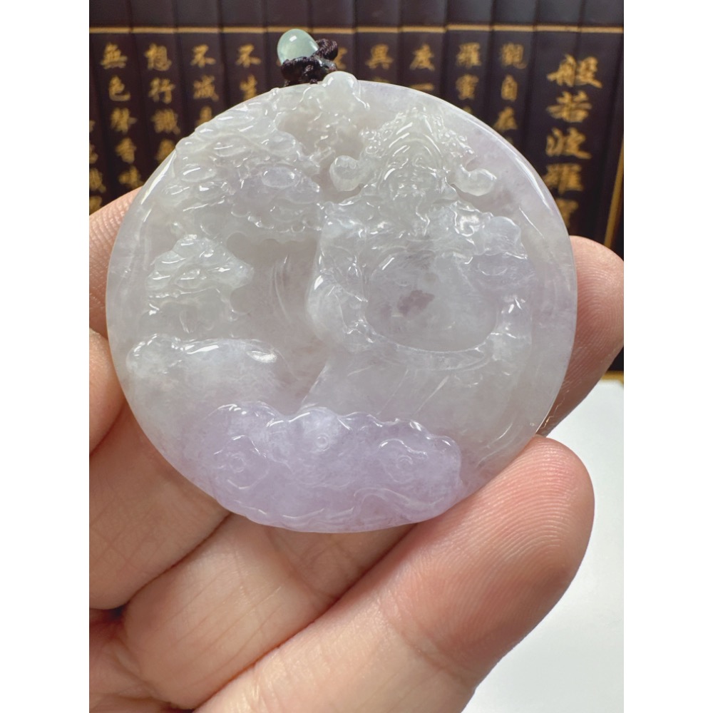 天然翡翠A貨-招財山水迎財神鐲心料掛件 商品編號063005-細節圖3