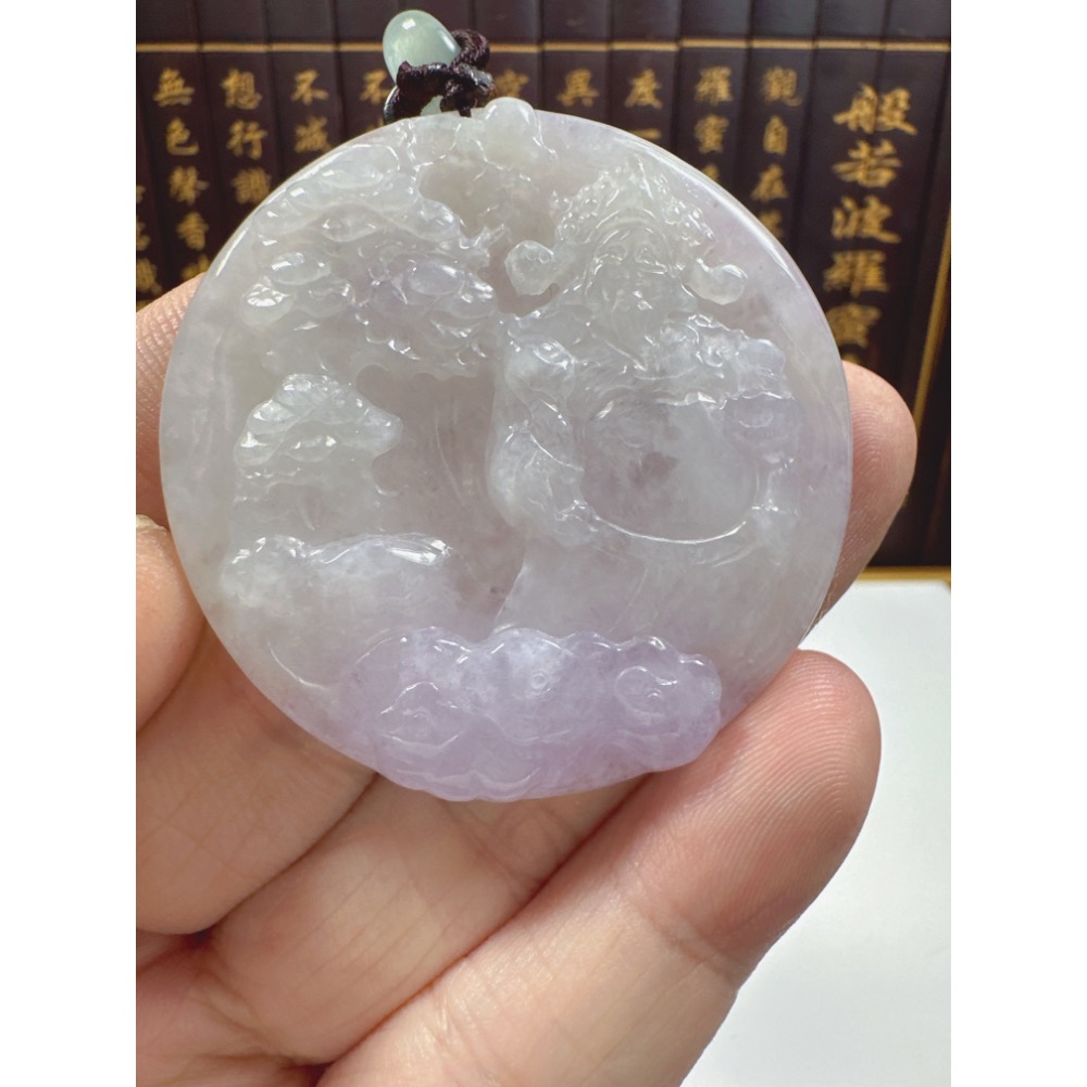 天然翡翠A貨-招財山水迎財神鐲心料掛件 商品編號063005-細節圖4