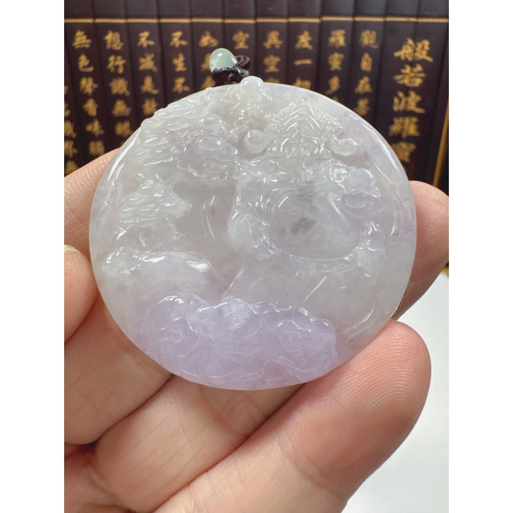 天然翡翠A貨-招財山水迎財神鐲心料掛件 商品編號063005-細節圖5