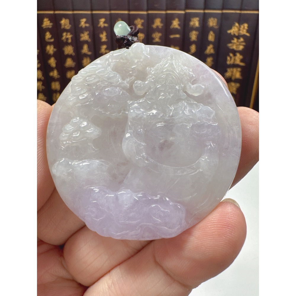 天然翡翠A貨-招財山水迎財神鐲心料掛件 商品編號063005-細節圖7