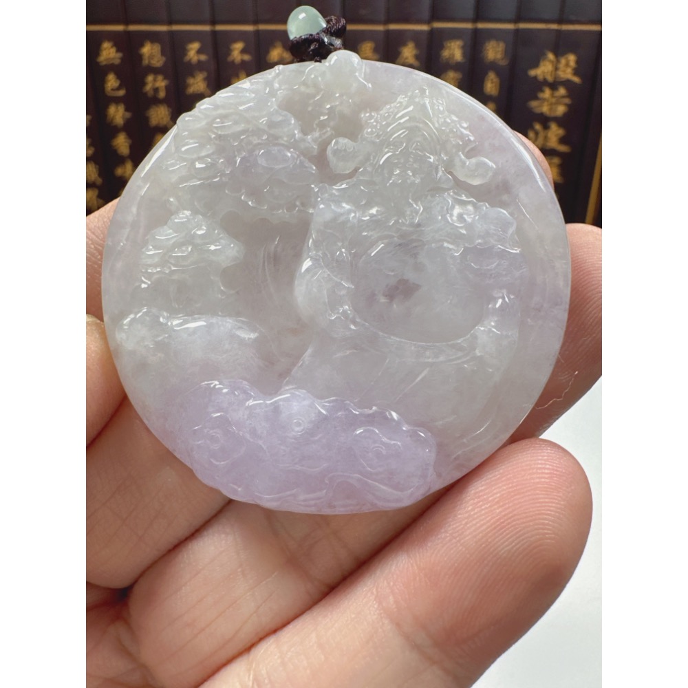 天然翡翠A貨-招財山水迎財神鐲心料掛件 商品編號063005-細節圖8