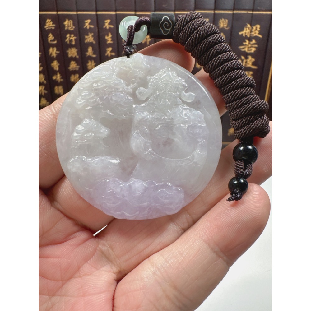 天然翡翠A貨-招財山水迎財神鐲心料掛件 商品編號063005-細節圖9